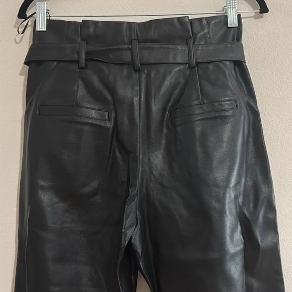 Pants and top. Women's Black Faux Vegan Leather Tie Waist Pants Size Small - Picture 5 of 8